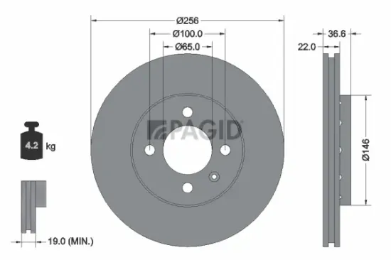 Bremsscheibe Vorderachse PAGID 55394NC Bild Bremsscheibe Vorderachse PAGID 55394NC