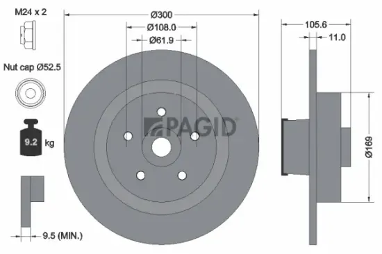 Bremsscheibe Hinterachse PAGID 55529NC Bild Bremsscheibe Hinterachse PAGID 55529NC