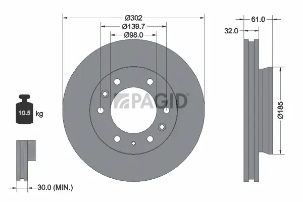 Bremsscheibe Vorderachse PAGID 55534NC