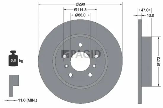 Bremsscheibe Hinterachse PAGID 55740NC Bild Bremsscheibe Hinterachse PAGID 55740NC
