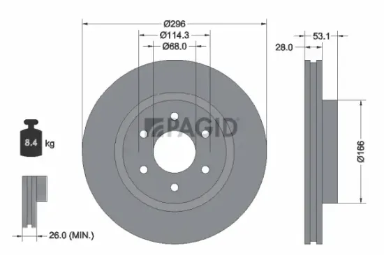 Bremsscheibe Vorderachse PAGID 55858NC Bild Bremsscheibe Vorderachse PAGID 55858NC