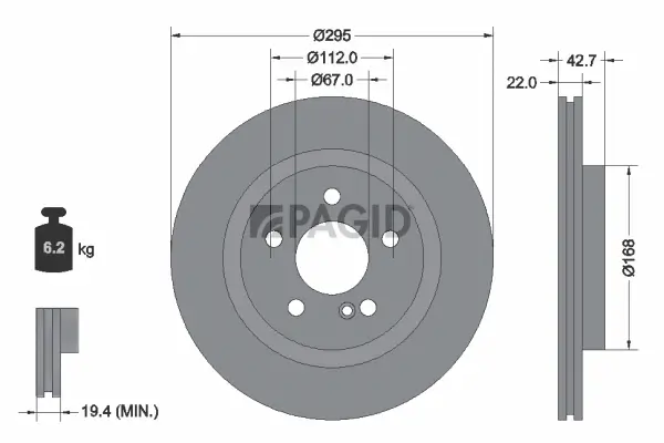Bremsscheibe Hinterachse PAGID 55869NC