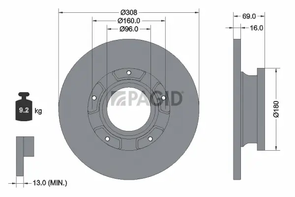 Bremsscheibe Hinterachse PAGID 55926NC