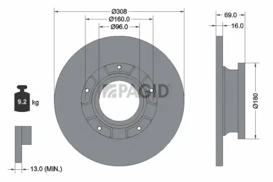 Bremsscheibe Hinterachse PAGID 55926NC Bild Bremsscheibe Hinterachse PAGID 55926NC