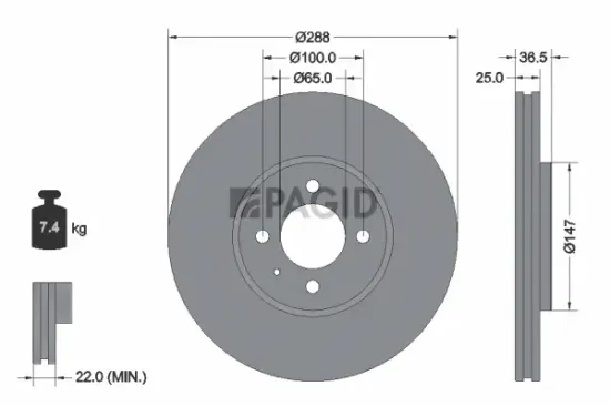 Bremsscheibe Vorderachse PAGID 56023NC Bild Bremsscheibe Vorderachse PAGID 56023NC