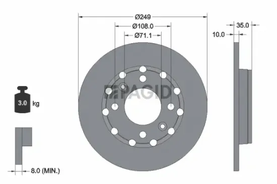 Bremsscheibe Hinterachse PAGID 56258NC Bild Bremsscheibe Hinterachse PAGID 56258NC