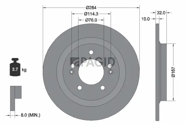 Bremsscheibe Hinterachse PAGID 56333NC