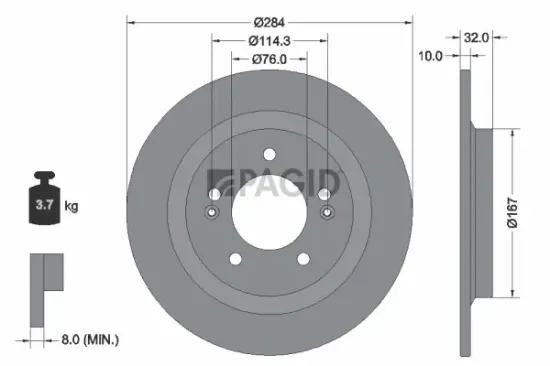 Bremsscheibe Hinterachse PAGID 56333NC Bild Bremsscheibe Hinterachse PAGID 56333NC