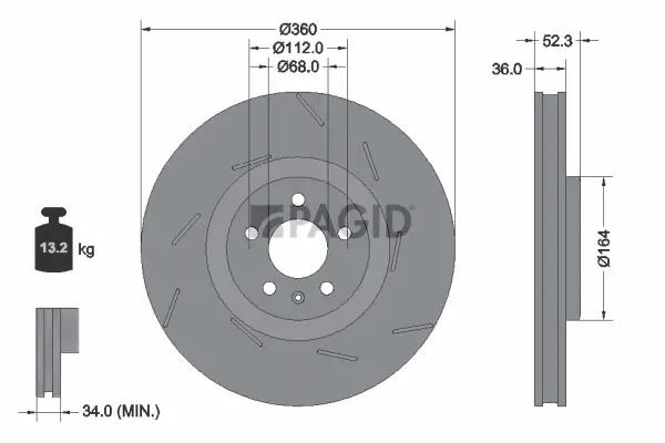 Bremsscheibe Vorderachse rechts PAGID 56341NHC