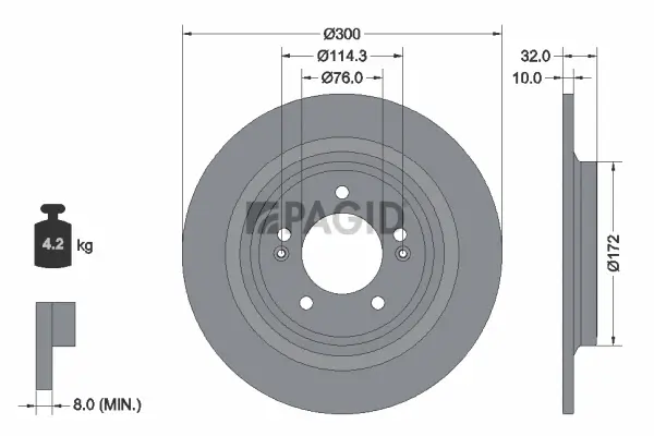 Bremsscheibe Hinterachse PAGID 56372NC
