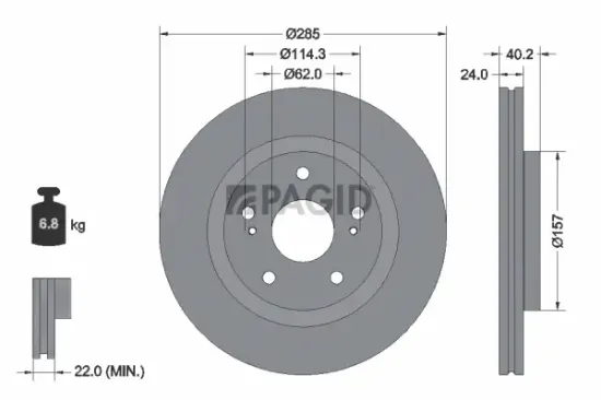 Bremsscheibe Vorderachse PAGID 56373NC Bild Bremsscheibe Vorderachse PAGID 56373NC
