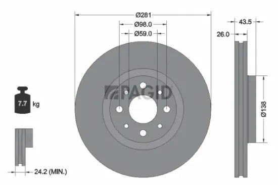 Bremsscheibe Vorderachse PAGID 56447NC Bild Bremsscheibe Vorderachse PAGID 56447NC