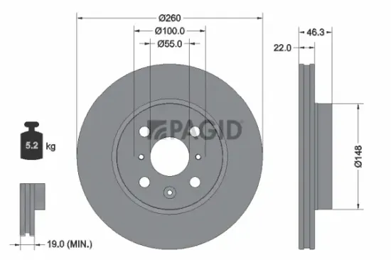 Bremsscheibe Vorderachse PAGID 56461NC Bild Bremsscheibe Vorderachse PAGID 56461NC