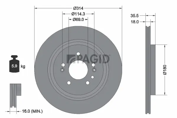 Bremsscheibe Hinterachse PAGID 56475NC