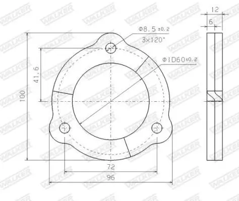 Dichtung, Abgasrohr hinten Mitte vorne WALKER 80315 Bild Dichtung, Abgasrohr hinten Mitte vorne WALKER 80315