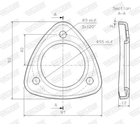 Dichtung, Abgasrohr hinten Mitte vorne WALKER 82509 Bild Dichtung, Abgasrohr hinten Mitte vorne WALKER 82509