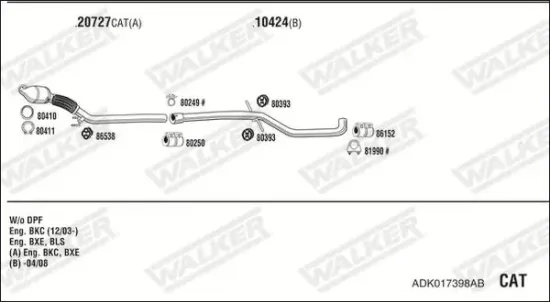Abgasrohr Mitte WALKER 10423 Bild Abgasrohr Mitte WALKER 10423