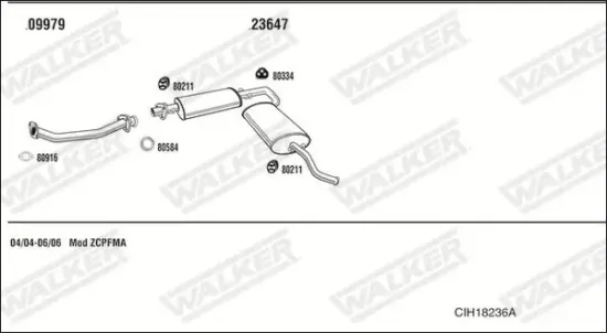 Abgasrohr WALKER 10702 Bild Abgasrohr WALKER 10702