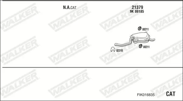 Abgasrohr Mitte hinten WALKER 10883