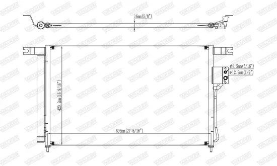 Kondensator, Klimaanlage WALKER WCD00125 Bild Kondensator, Klimaanlage WALKER WCD00125