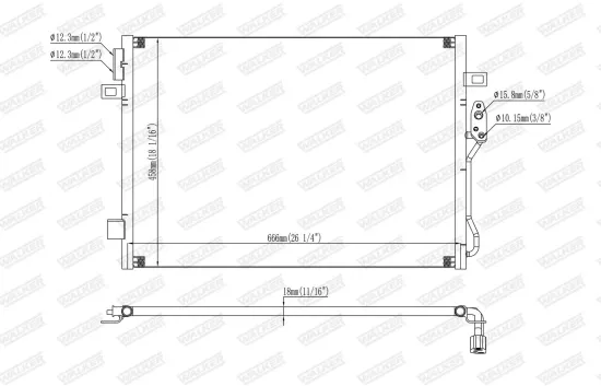 Kondensator, Klimaanlage WALKER WCD00154 Bild Kondensator, Klimaanlage WALKER WCD00154