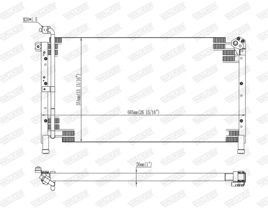 Kondensator, Klimaanlage WALKER WCD00227 Bild Kondensator, Klimaanlage WALKER WCD00227