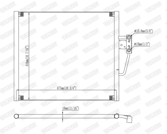 Kondensator, Klimaanlage WALKER WCD00260 Bild Kondensator, Klimaanlage WALKER WCD00260