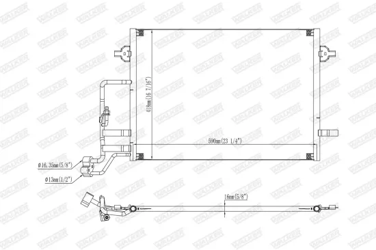 Kondensator, Klimaanlage WALKER WCD00381 Bild Kondensator, Klimaanlage WALKER WCD00381