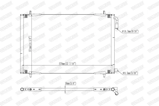 Kondensator, Klimaanlage WALKER WCD00395 Bild Kondensator, Klimaanlage WALKER WCD00395