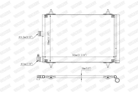 Kondensator, Klimaanlage WALKER WCD00401 Bild Kondensator, Klimaanlage WALKER WCD00401