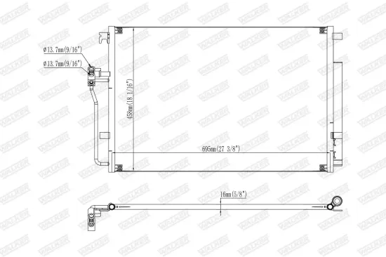 Kondensator, Klimaanlage WALKER WCD00409 Bild Kondensator, Klimaanlage WALKER WCD00409