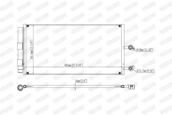 Kondensator, Klimaanlage WALKER WCD00447 Bild Kondensator, Klimaanlage WALKER WCD00447