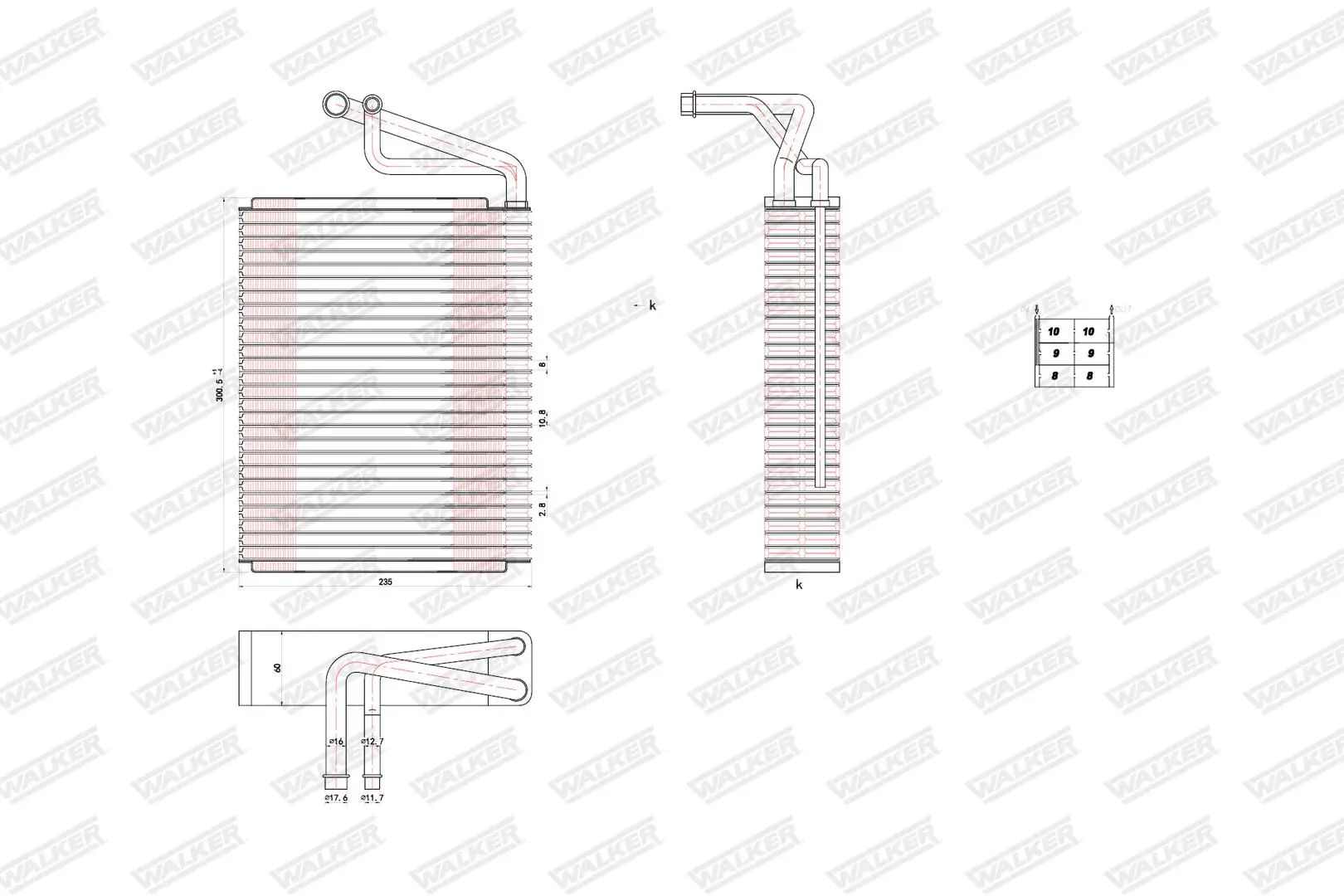 Verdampfer, Klimaanlage WALKER WEV00015