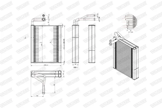 Verdampfer, Klimaanlage WALKER WEV00079 Bild Verdampfer, Klimaanlage WALKER WEV00079