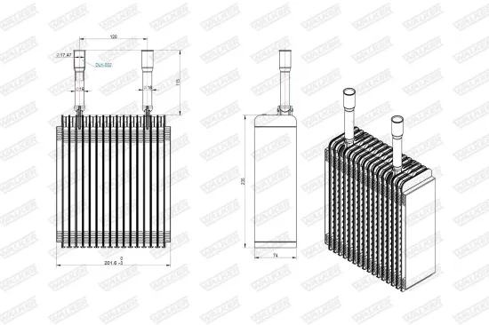 Verdampfer, Klimaanlage WALKER WEV00092 Bild Verdampfer, Klimaanlage WALKER WEV00092