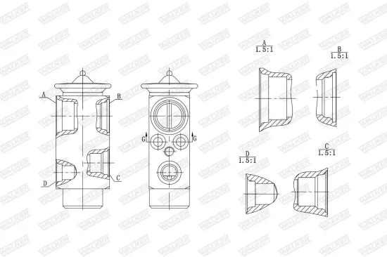 Expansionsventil, Klimaanlage WALKER WEX00017 Bild Expansionsventil, Klimaanlage WALKER WEX00017