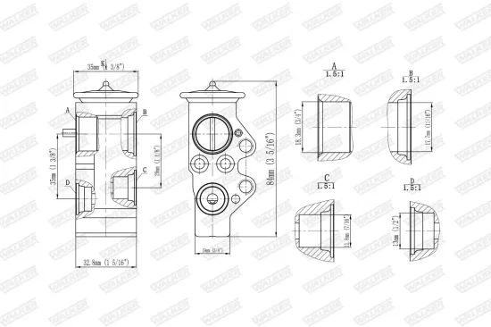 Expansionsventil, Klimaanlage WALKER WEX00019 Bild Expansionsventil, Klimaanlage WALKER WEX00019