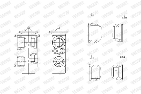 Expansionsventil, Klimaanlage WALKER WEX00049 Bild Expansionsventil, Klimaanlage WALKER WEX00049