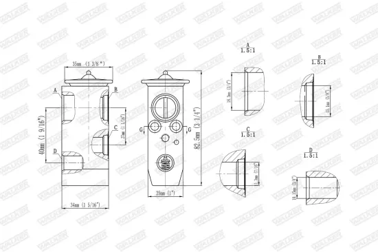 Expansionsventil, Klimaanlage WALKER WEX00054 Bild Expansionsventil, Klimaanlage WALKER WEX00054