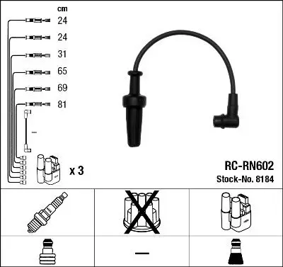 Zündleitungssatz NGK 8184 Bild Zündleitungssatz NGK 8184