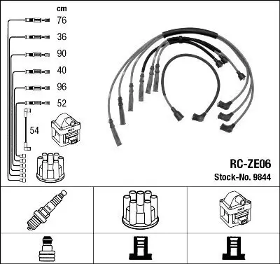 Zündleitungssatz NGK 9844 Bild Zündleitungssatz NGK 9844