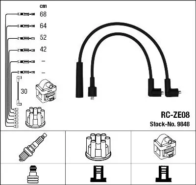 Zündleitungssatz NGK 9848 Bild Zündleitungssatz NGK 9848