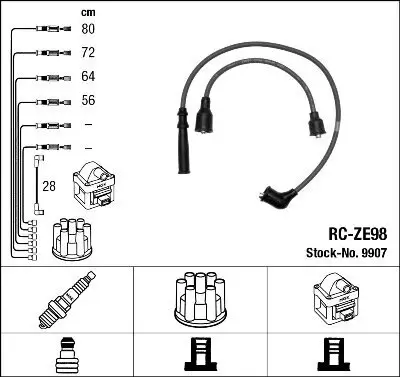 Zündleitungssatz NGK 9907 Bild Zündleitungssatz NGK 9907