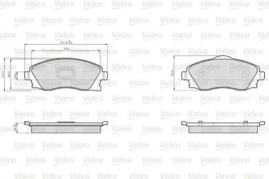 Bremsbelagsatz, Scheibenbremse Vorderachse VALEO 872225 Bild Bremsbelagsatz, Scheibenbremse Vorderachse VALEO 872225