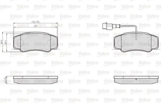 Bremsbelagsatz, Scheibenbremse Hinterachse VALEO 872921 Bild Bremsbelagsatz, Scheibenbremse Hinterachse VALEO 872921