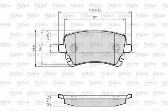 Bremsbelagsatz, Scheibenbremse Hinterachse VALEO 872326 Bild Bremsbelagsatz, Scheibenbremse Hinterachse VALEO 872326