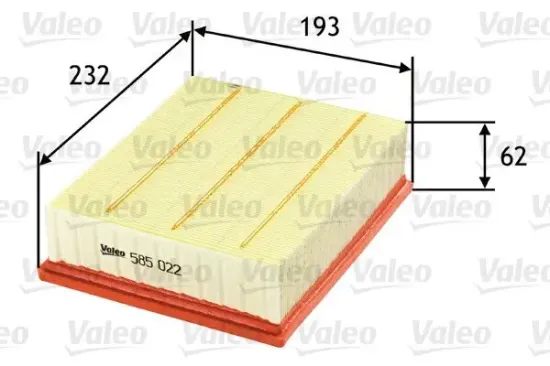 Luftfilter VALEO 585022 Bild Luftfilter VALEO 585022