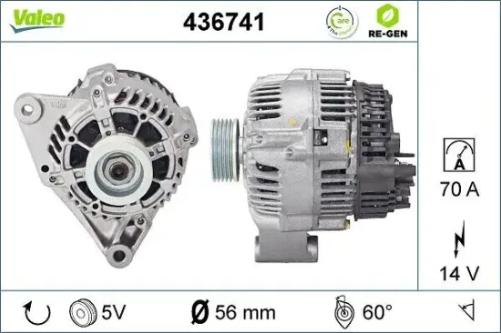 Generator 14 V VALEO 436741 Bild Generator 14 V VALEO 436741