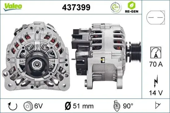 Generator 14 V VALEO 437399 Bild Generator 14 V VALEO 437399