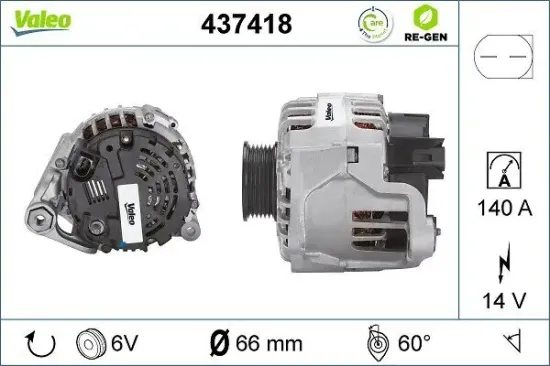 Generator 14 V VALEO 437418 Bild Generator 14 V VALEO 437418